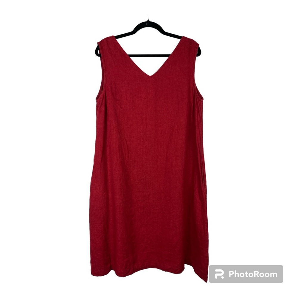 Linenfox Linen Shift Dress Burgundy Red Sz S-M